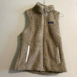 Patagonia Women's Los Gatos Vest Full Zip Fleece Jacket Beige tan medium outdoor